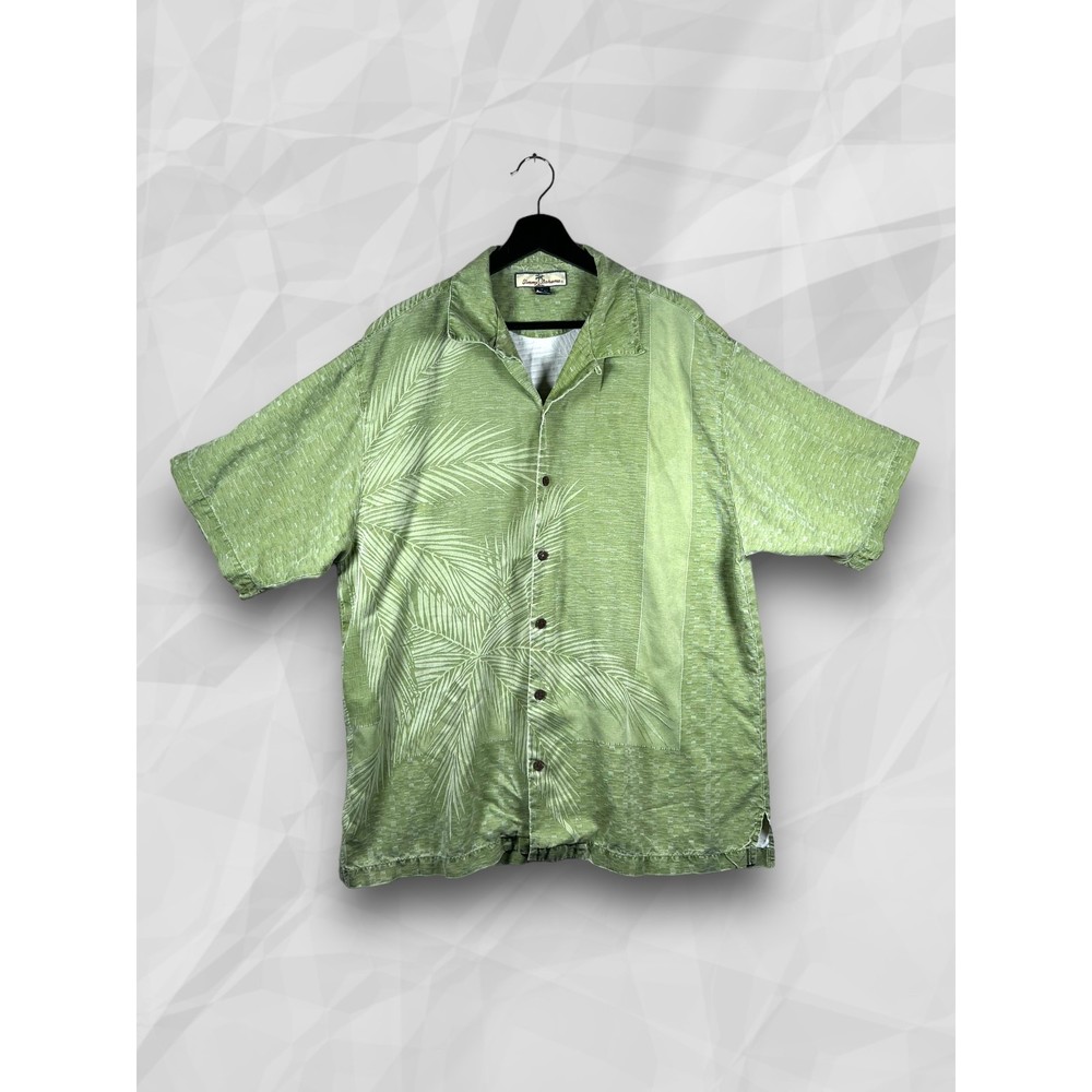 Tommy Bahama 100% Silk Shirt Tropical Palm Leaf Hawaiian Men's Size Large